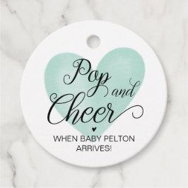 Green Pop and Cheer Baby Dusche Gefallen Tag Geschenkanhänger