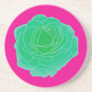 Green Pop Art Rose Getränkeuntersetzer