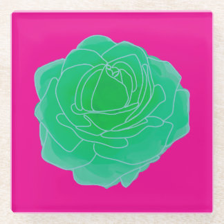 Green Pop Art Rose Glasuntersetzer