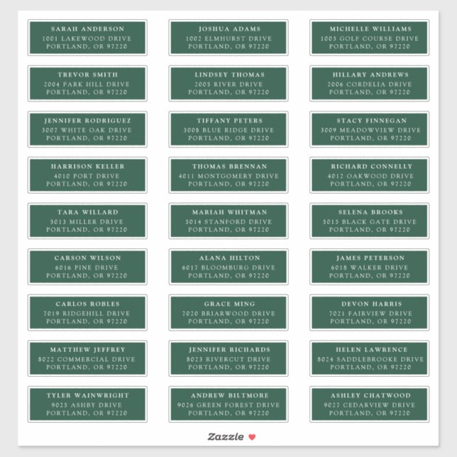 Green | Private Guest Address Labels (Blatt)