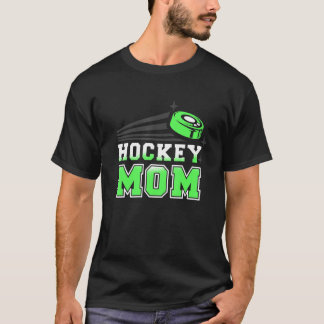 Green Puck Graphic Ice Hockey Mama T-Shirt