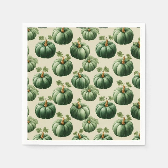 Green Pumpkin Autumn Zuhause Design Throw Kissen Serviette (Vorderseite)
