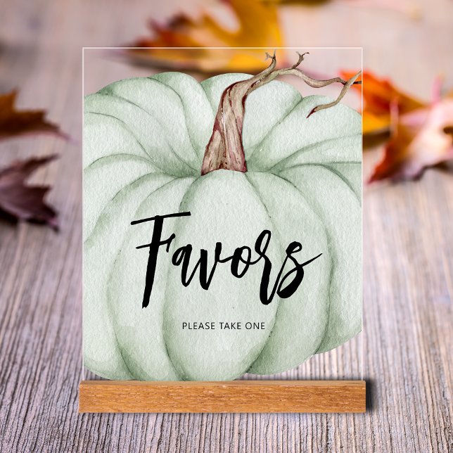 Green Pumpkin Baby Duwer Favoriten Acrylschild (Green Pumpkin Baby Shower Favors Clear Acrylic Tabletop Sign)