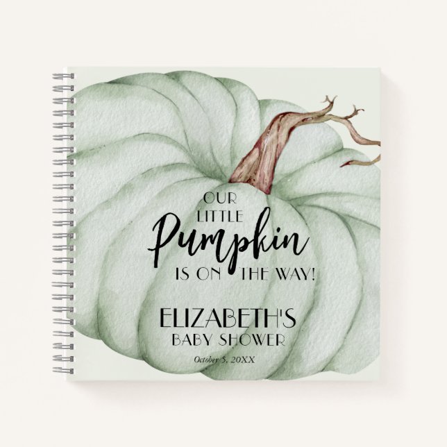 Green Pumpkin Baby Showbook Notizbuch (Vorderseite)