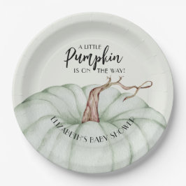 Green Pumpkin Fall Baby Dusche Pappteller