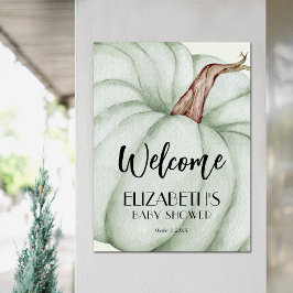 Green Pumpkin Fall Baby Dusche Willkommen Poster
