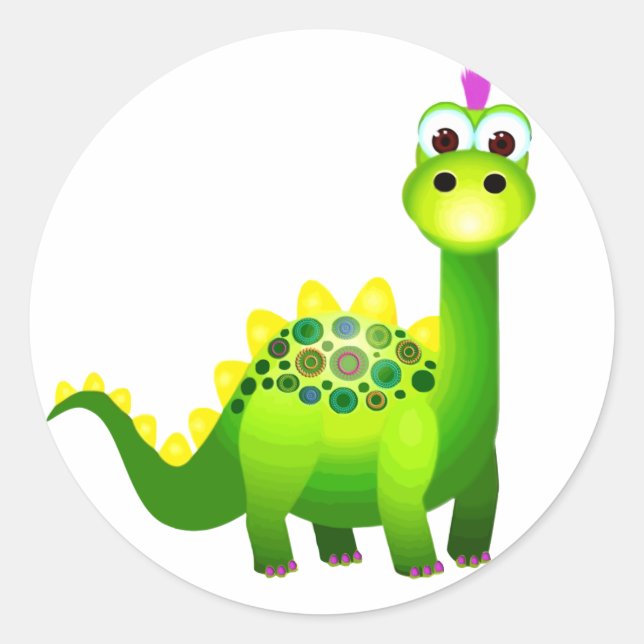 Green Punk Dino Runder Aufkleber (Vorderseite)