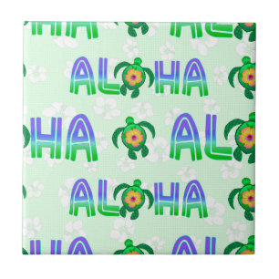 Green Purple Aloha Hawaiian Tropical Turtle Fliese