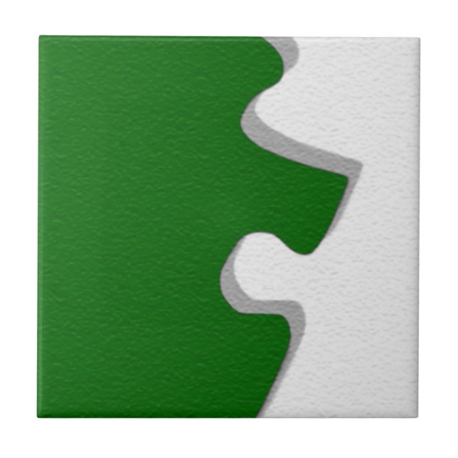Green Puzzle Piece Tile Fliese (Vorderseite)