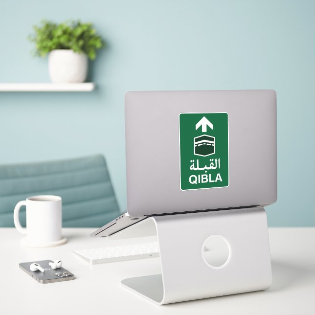 Green Qibla Direction Sign Aufkleber (Laptop auf Schreibtisch)