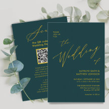 Green QR Code in einer eleganten Goldhochzeit