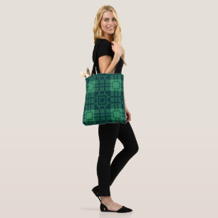 Green Quadrate Muster Tartan Tote Bag