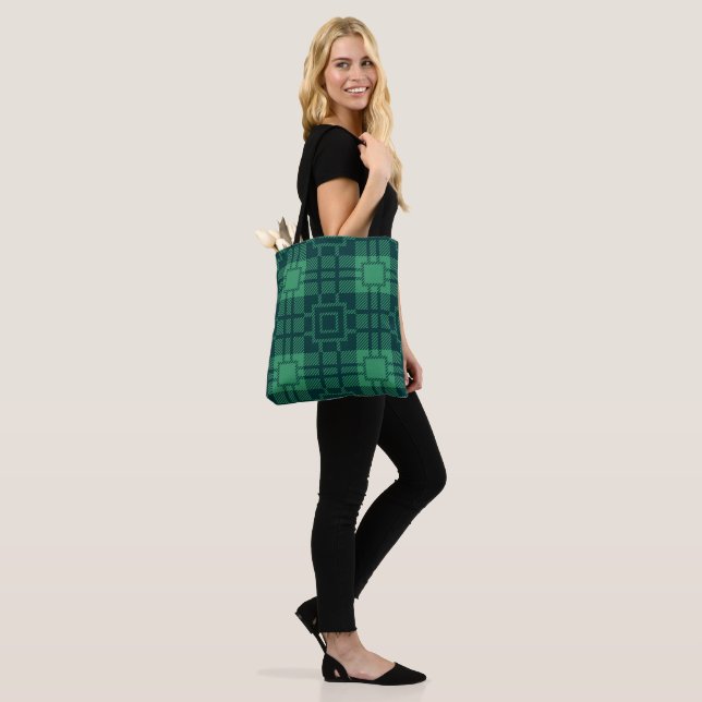 Green Quadrate Muster Tartan Tote Bag (Am Model)