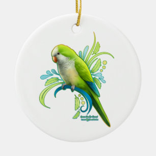 Green Quaker Parrot Keramik Ornament