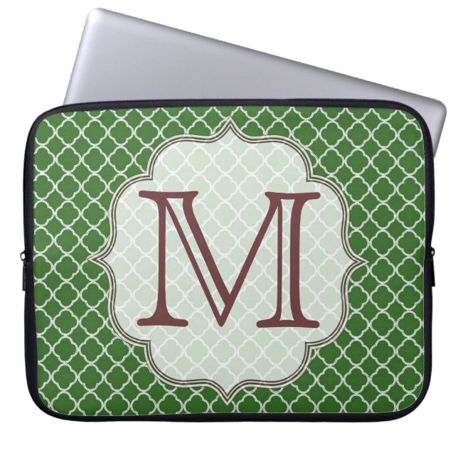 Green Quarterfolie Latti Monogram 15" Notebook-Geh Laptopschutzhülle (Vorderseite)
