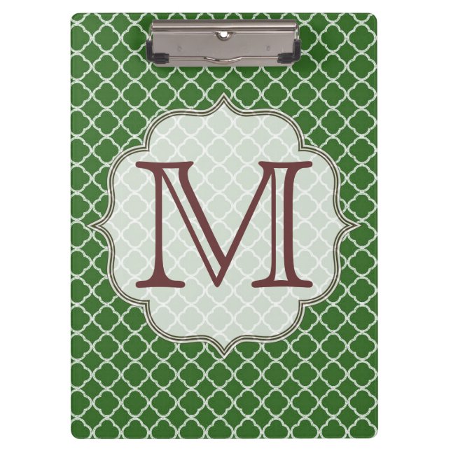 Green Quarterfolie Latti Monogram Clip Board Klemmbrett (Vorderseite)