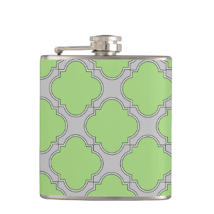 Green Quatrefoil Flachmann