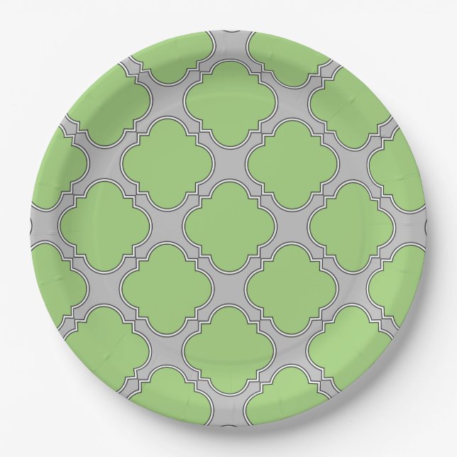 Green Quatrefoil Pappteller (Vorderseite)