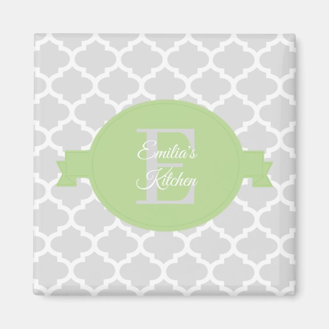 Green Quatrefoil Personalisiert Magnet (Vorne)