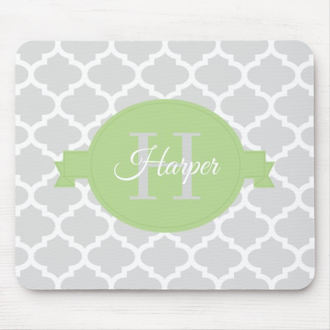 Green Quatrefoil Personalisiert Mouse Pad Mousepad (Vorne)