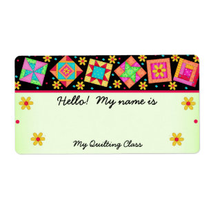 Green Quilt Blocks Quilters Name Tag