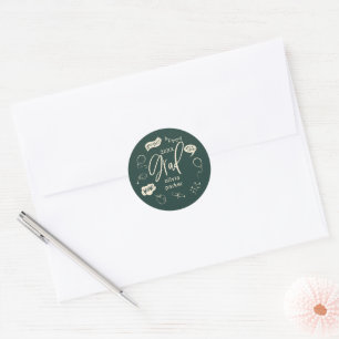 Green Quirky Doodle Graduation Party Gunst Runder Aufkleber