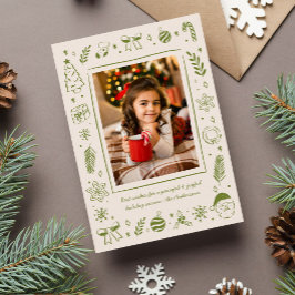 Green Quirky Whimsical Hand Gezeichnet Weihnachtss Feiertagskarte