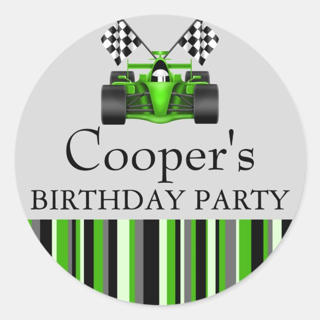 Green Race Car Aufkleber (Vorderseite)