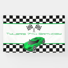 Green Race Car Geburtstagsparty Banner