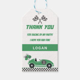 Green Race Car Geburtstagsparty Danke für das Gesc Geschenkanhänger