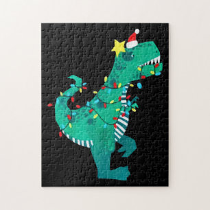 Green Rainbow Dinosaur Roar Weihnachtsfest Puzzle
