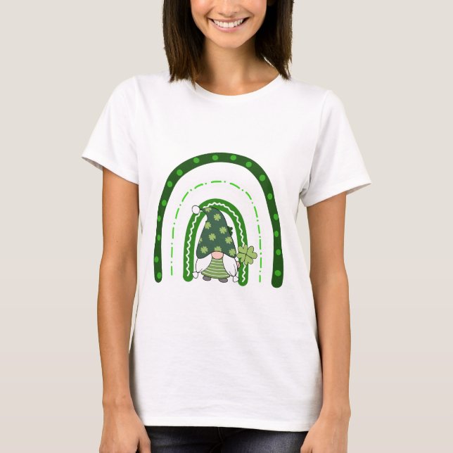 Green Rainbow Gnome St Patrick's Day T - Shirt (Vorderseite)