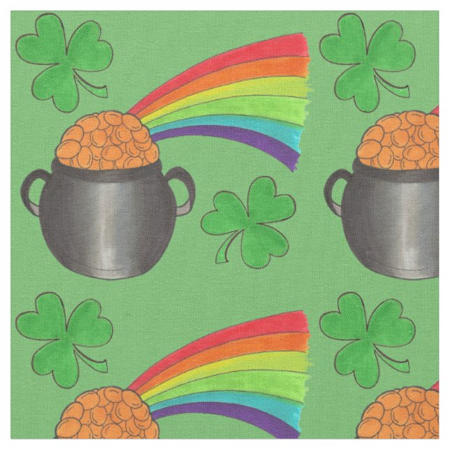 Green Rainbow Kleeblatt Saint Patrick's Day Fun Stoff (Nahaufnahme)