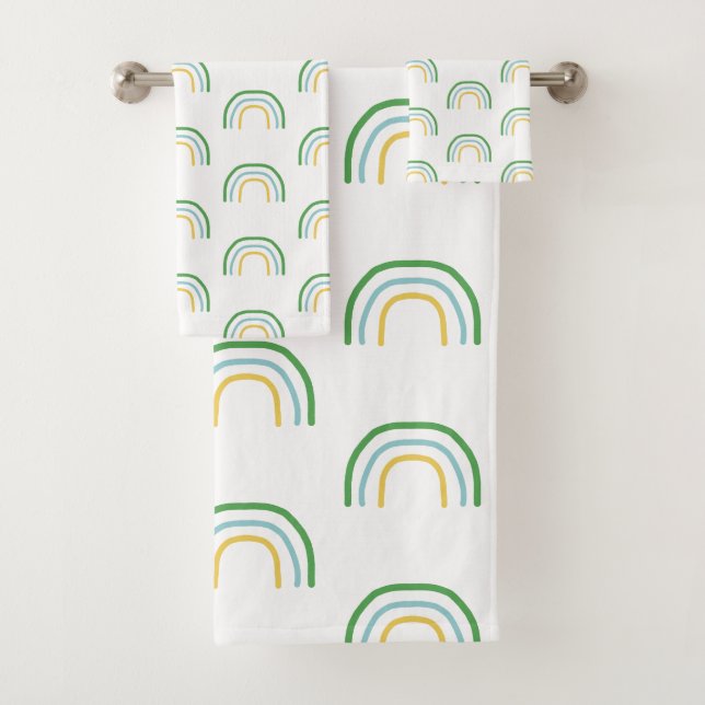 Green Rainbow Painting Irish Pattern Handtuch Set (Insitu)
