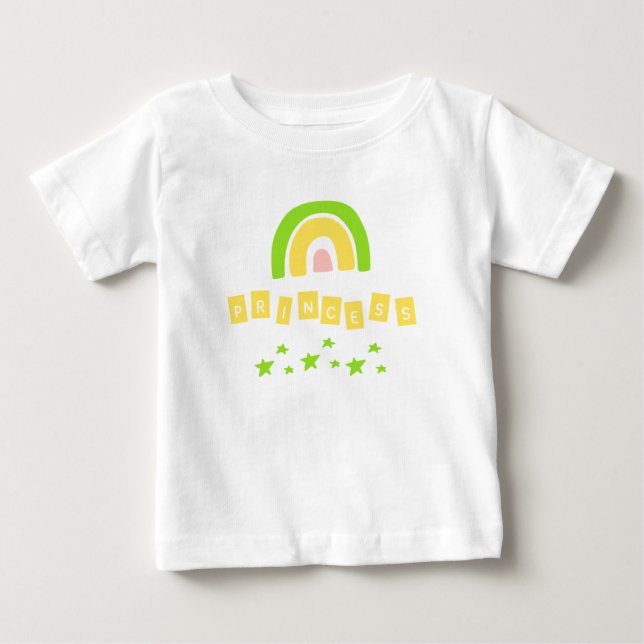 Green Rainbow Princess Stars Baby Girl T - Shirt (Vorderseite)