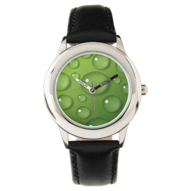 Green Raindrop Muster Armbanduhr (Vorderseite)