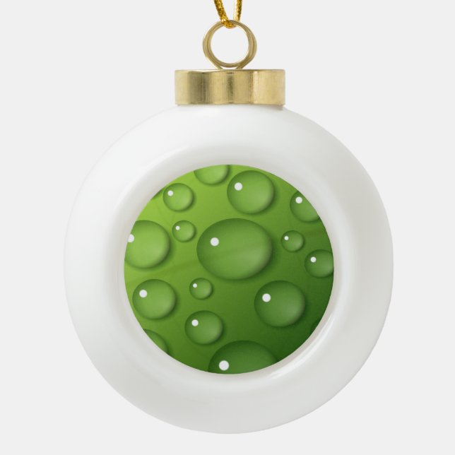 Green Raindrop Muster Keramik Kugel-Ornament (Vorderseite)