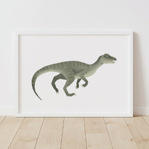 Green Raptor Dinosaurier Kids Room Poster