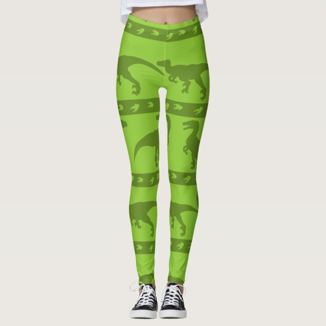 Green Raptor Muster Leggings (Vorderseite)