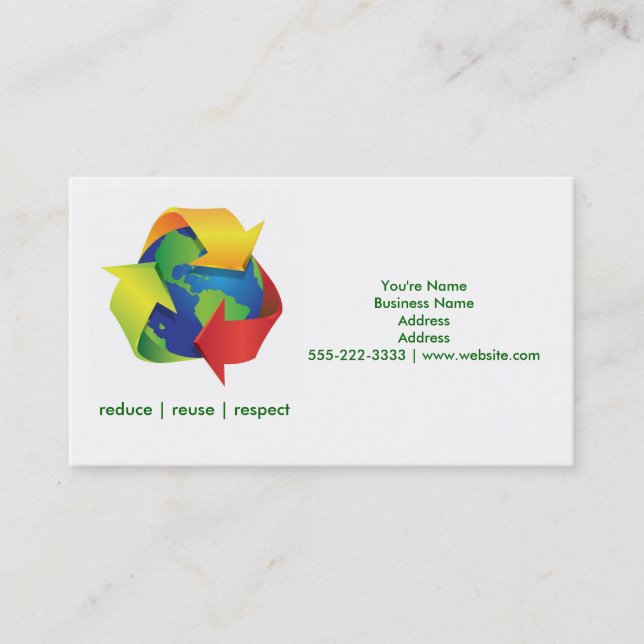 Green Recycle Earth Day Green Business Cards Visitenkarte (Vorderseite)