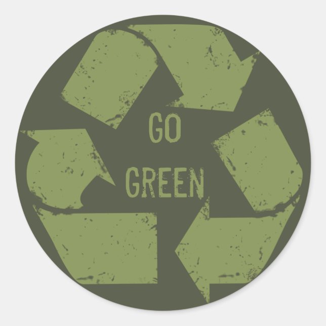 Green Recycle Logo Runder Aufkleber (Vorderseite)
