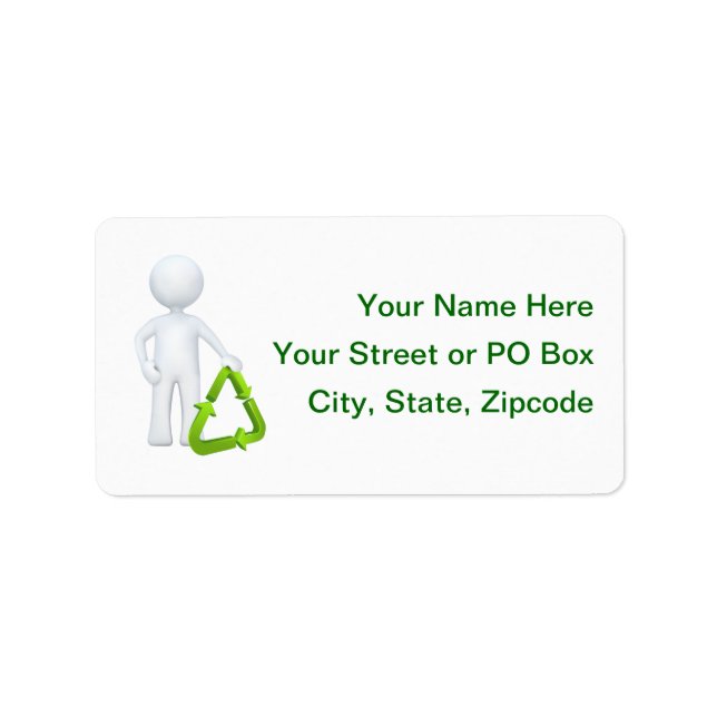 Green Recycle Symbol & Man Adressaufkleber (Vorne)