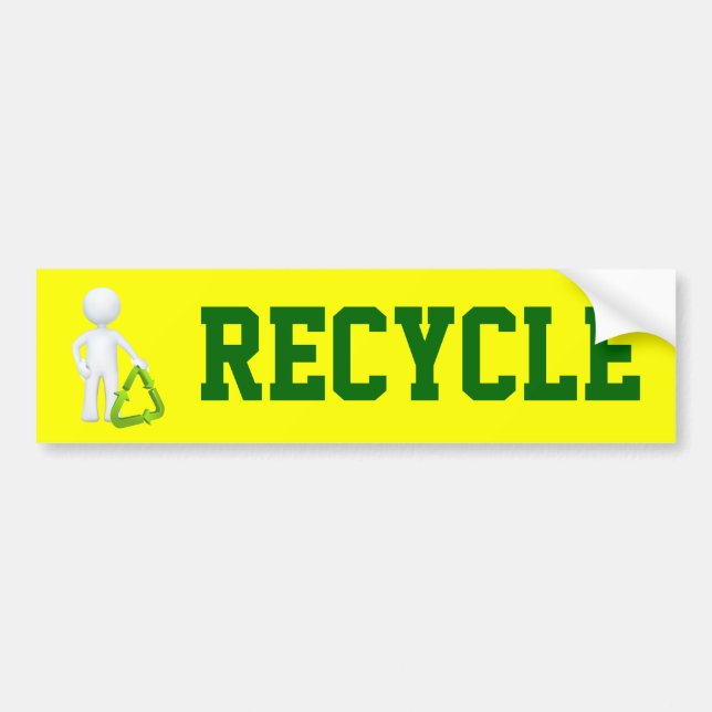 Green Recycle Symbol & Man Autoaufkleber (Vorne)