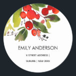 GREEN RED BERRIES WATERCOLOR CHRISTMAS ADRESSE RUNDER AUFKLEBER<br><div class="desc">Für weitere Anpassungen oder andere passende Artikel kontaktieren Sie mich bitte unter yellowfebstudio@gmail.com</div>