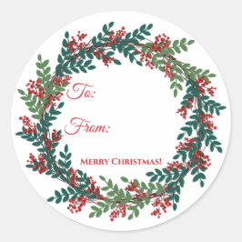 Green Red Berry Wreath Weihnachtsgeschenk Sticker