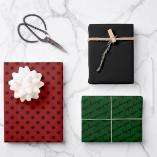 Green Red Black Happy Kwanzaa Polka Dot Pattern Geschenkpapier Set