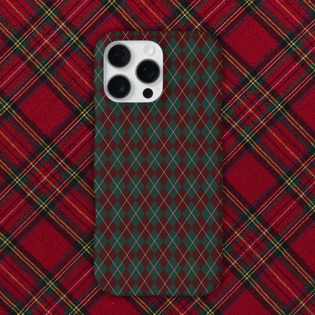 Green & Red Burgundy Argyle Christmas Holiday iPhone Hülle (Von Creator hochgeladen)