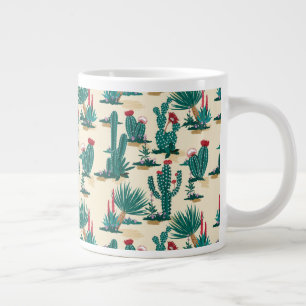 Green & Red Cactus Pattern Jumbo-Tasse