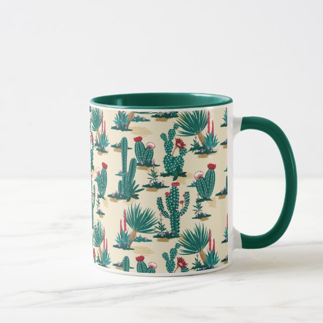 Green & Red Cactus Pattern Tasse (Rechts)