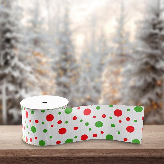 Green Red Christmas Dots White Background Ripsband (Von Creator hochgeladen)